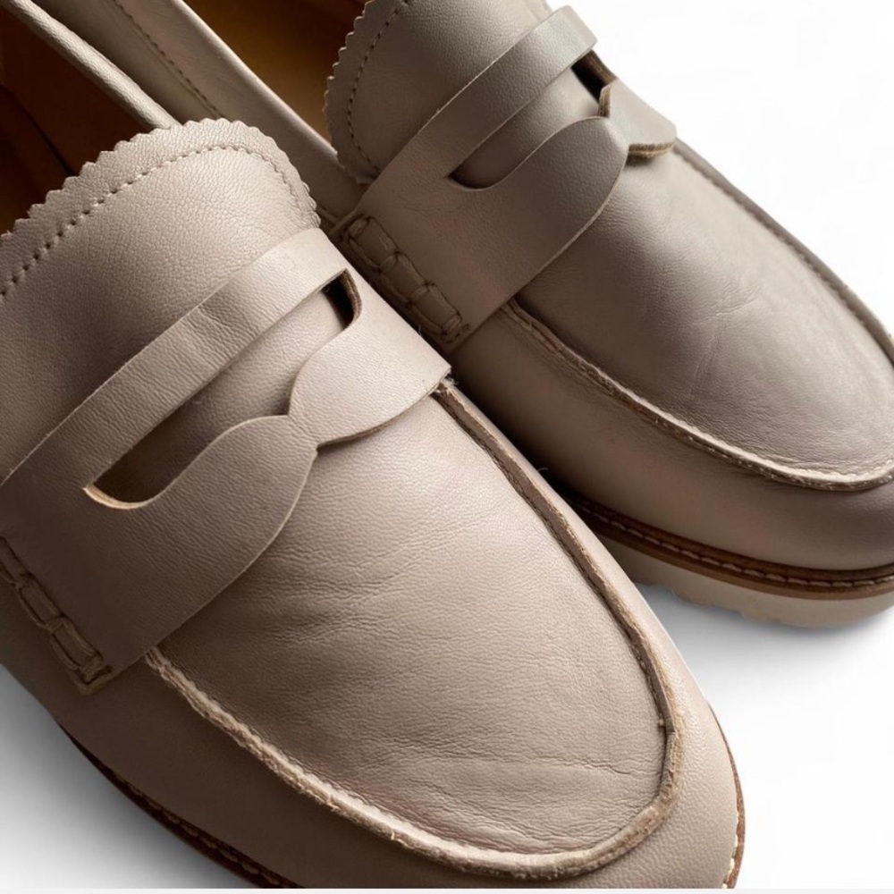 Franco Sarto Tan Cedra Leather Loafers with silver accent & Sleek Slip-On Design